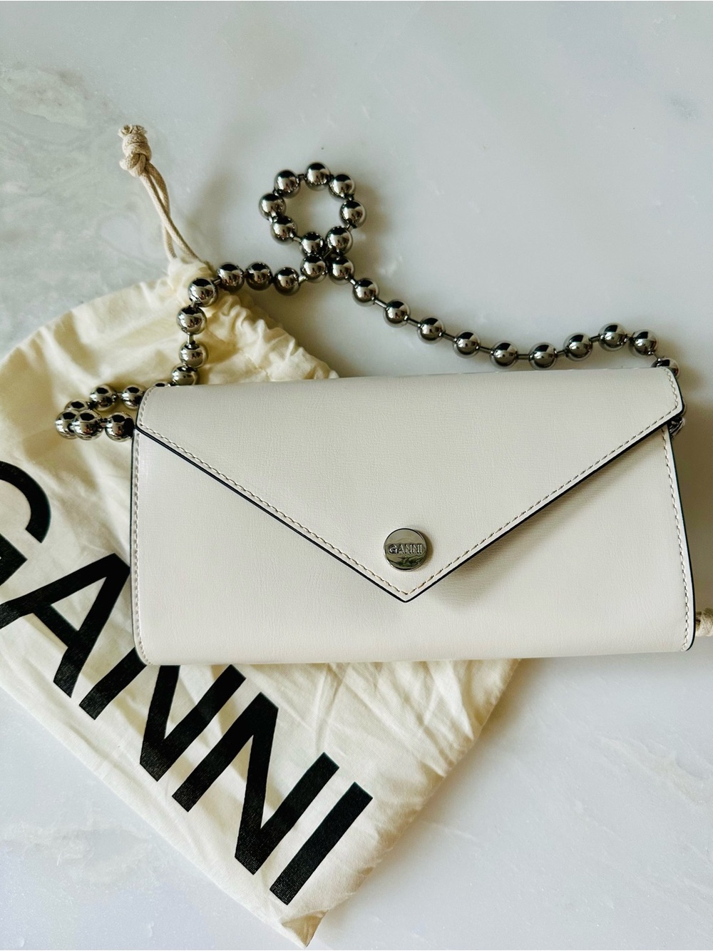 Ganni Banner Envelope Chain Wallet
